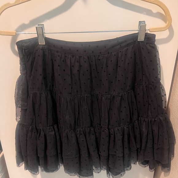 Ulla Johnson Polka-Dot Tulle Mini Skirt Tiered Mesh Black High Waist size 6 - Picture 4 of 4